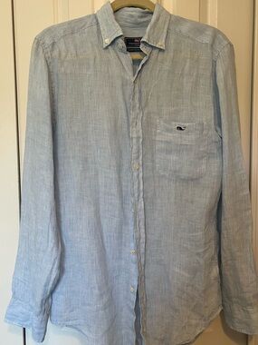 Vineyard Vines Light Blue Linen Button-Down Shirt